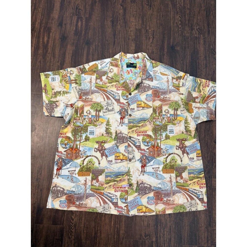 Moon Dog Shirt Co Men’s Shirt Sz 3XL Handmade Union Pacific Railrod Short Sleeve